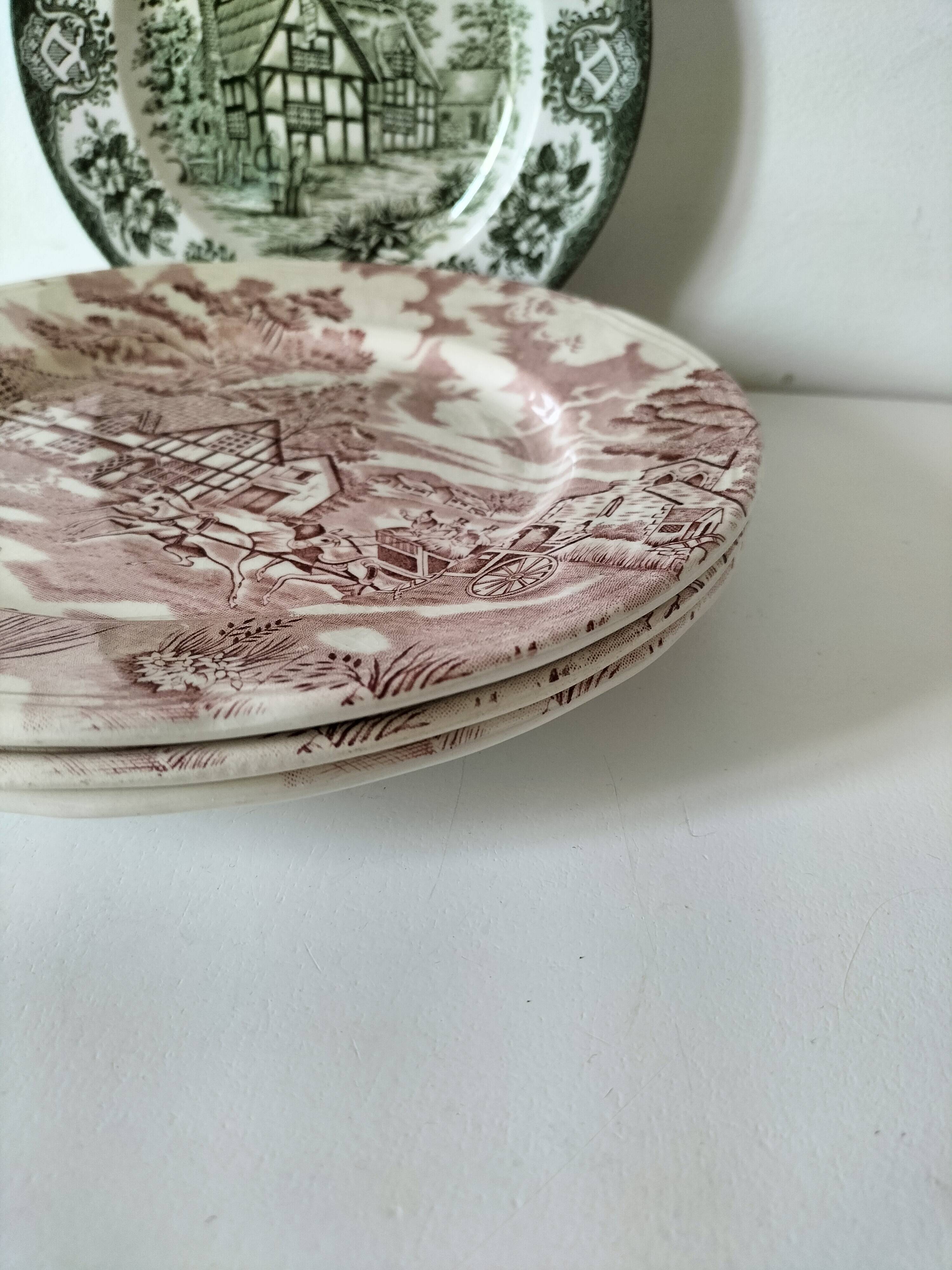 4 Lunéville & Ironstone plates – English Style decor
