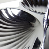 Vintage three-bowl server in silver-plated metal, shell decoration 1970-80.