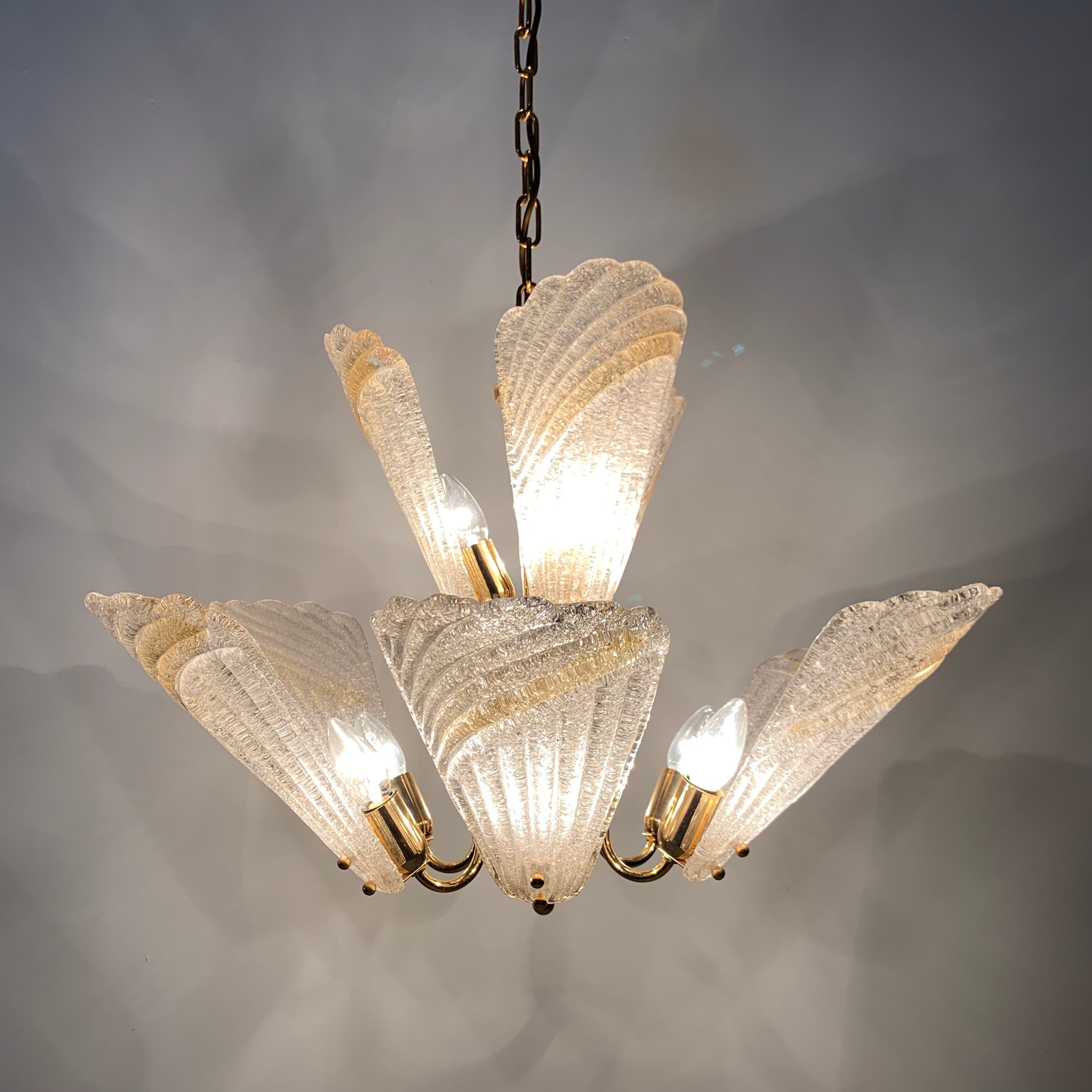 Italian murano glass chandelier hollywood regency design , 1970