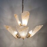 Italian murano glass chandelier hollywood regency design , 1970