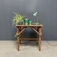 Bamboo side table with mirror top from France, 1940s
