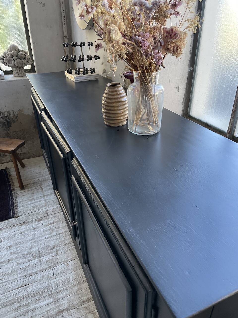 60s brutalist black sideboard
