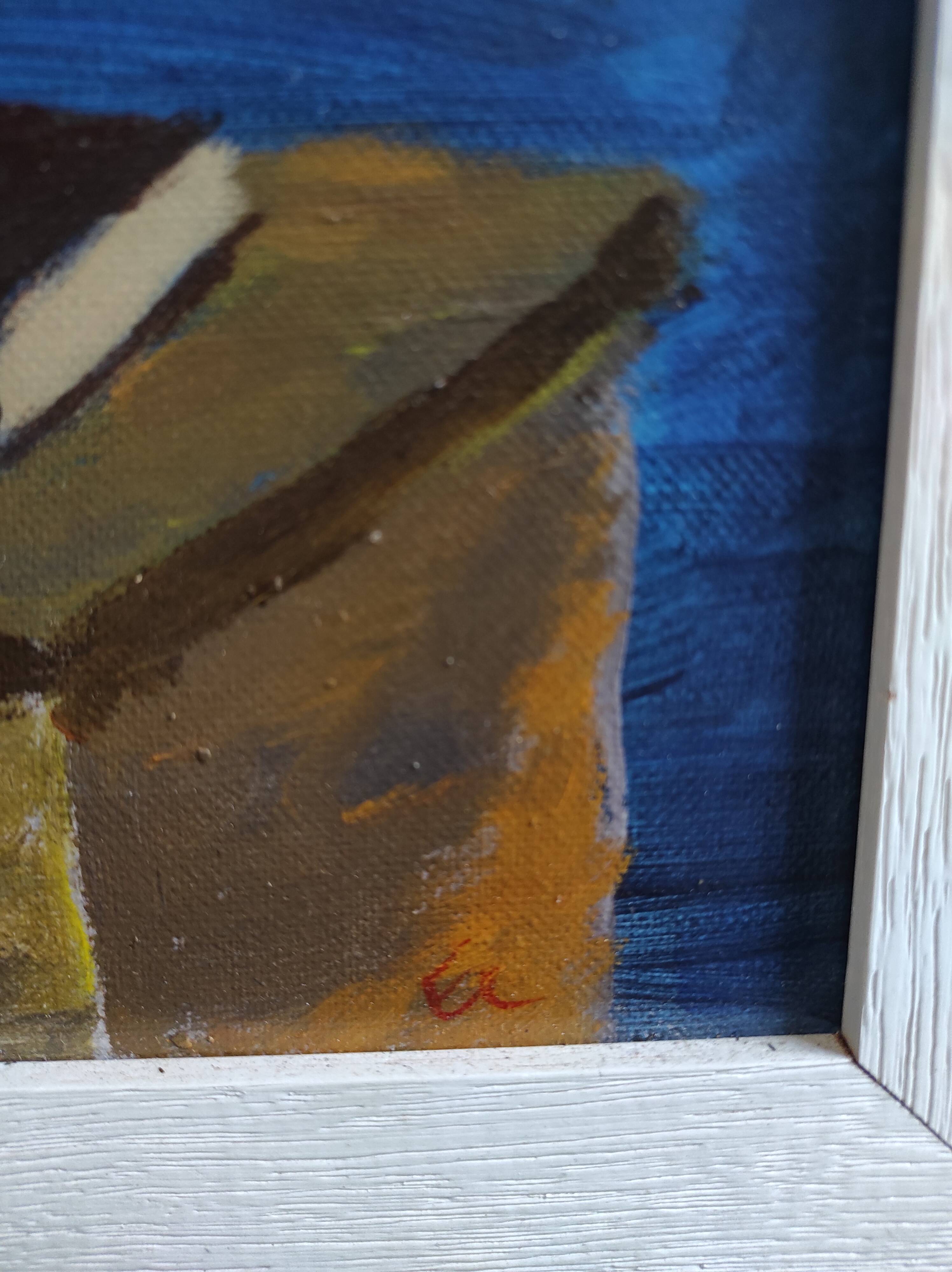 French vintage oil painting of flowers signed EC