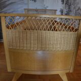 Child's bed in rattan of the years 50