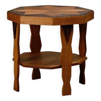 Dutch Art Deco Amsterdam School side table in solid oak, 1930s