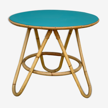 Round rattan table 1960