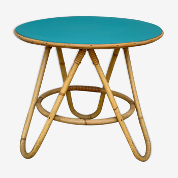 Table en rotin ronde 1960