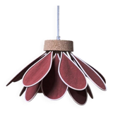 Iris flower pendant, 16 petals in terracotta rattan and linen.