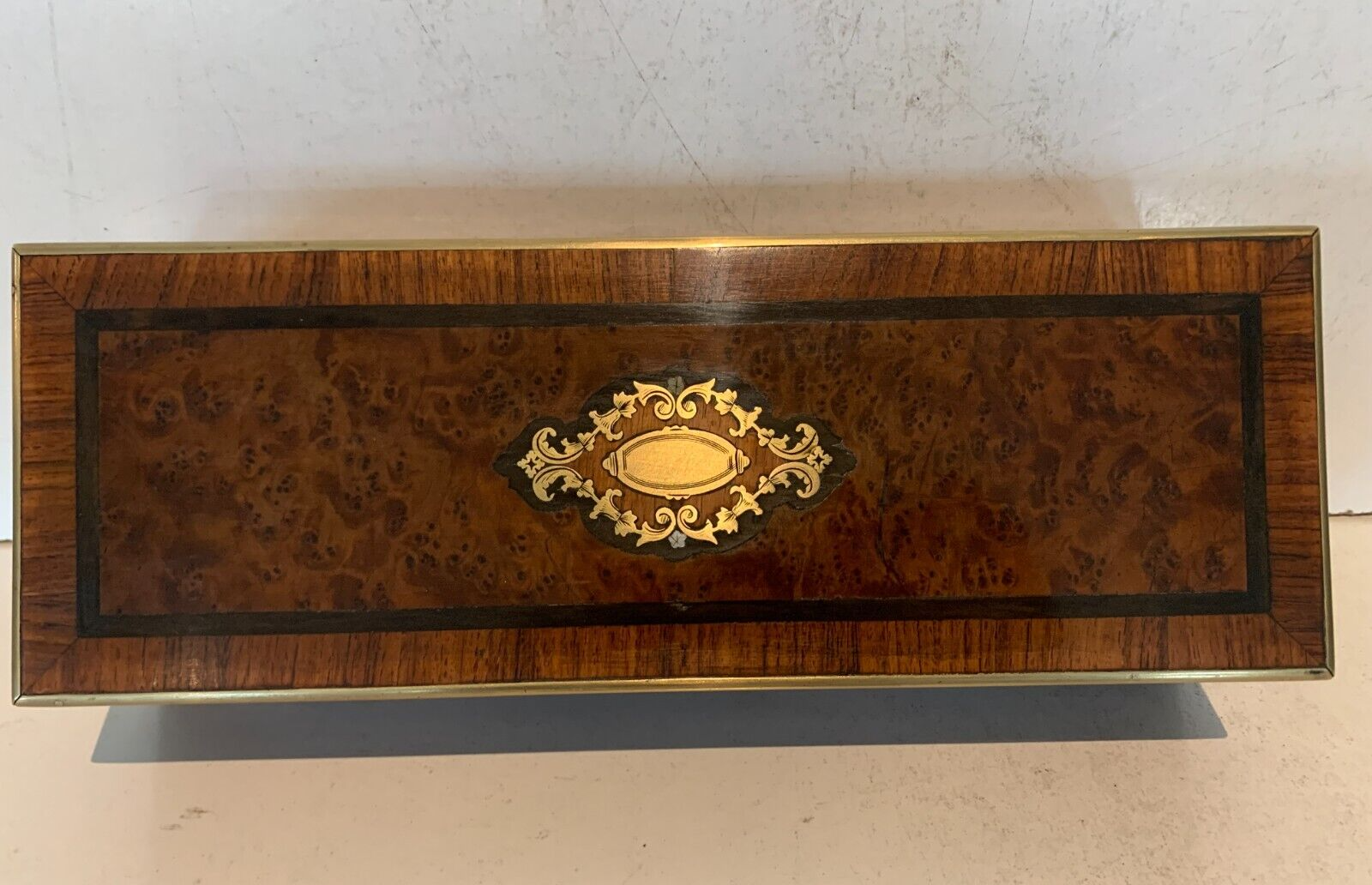 Blackened wooden glove box Napoleon III marquetry Boulle XIX century