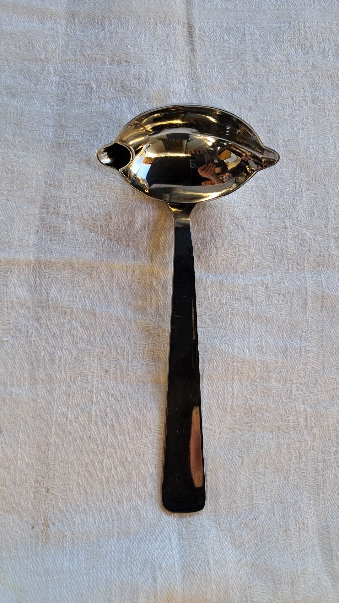 Old sauce spoon, fat and lean, Boulenger, silver-plated metal.