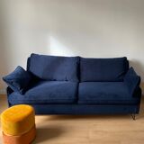 4-seater sofa convertible in velvet feet black pins
