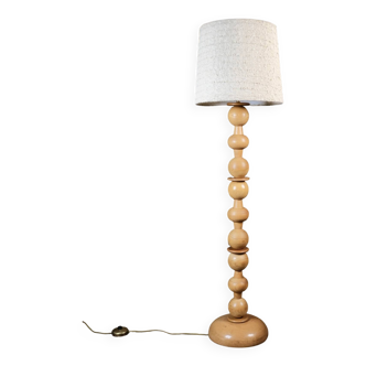 French oak spool floor lamp, 1970s