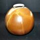 Vintage ball vase in flamed stoneware 1960 - caramel color with blue flow - signed DS