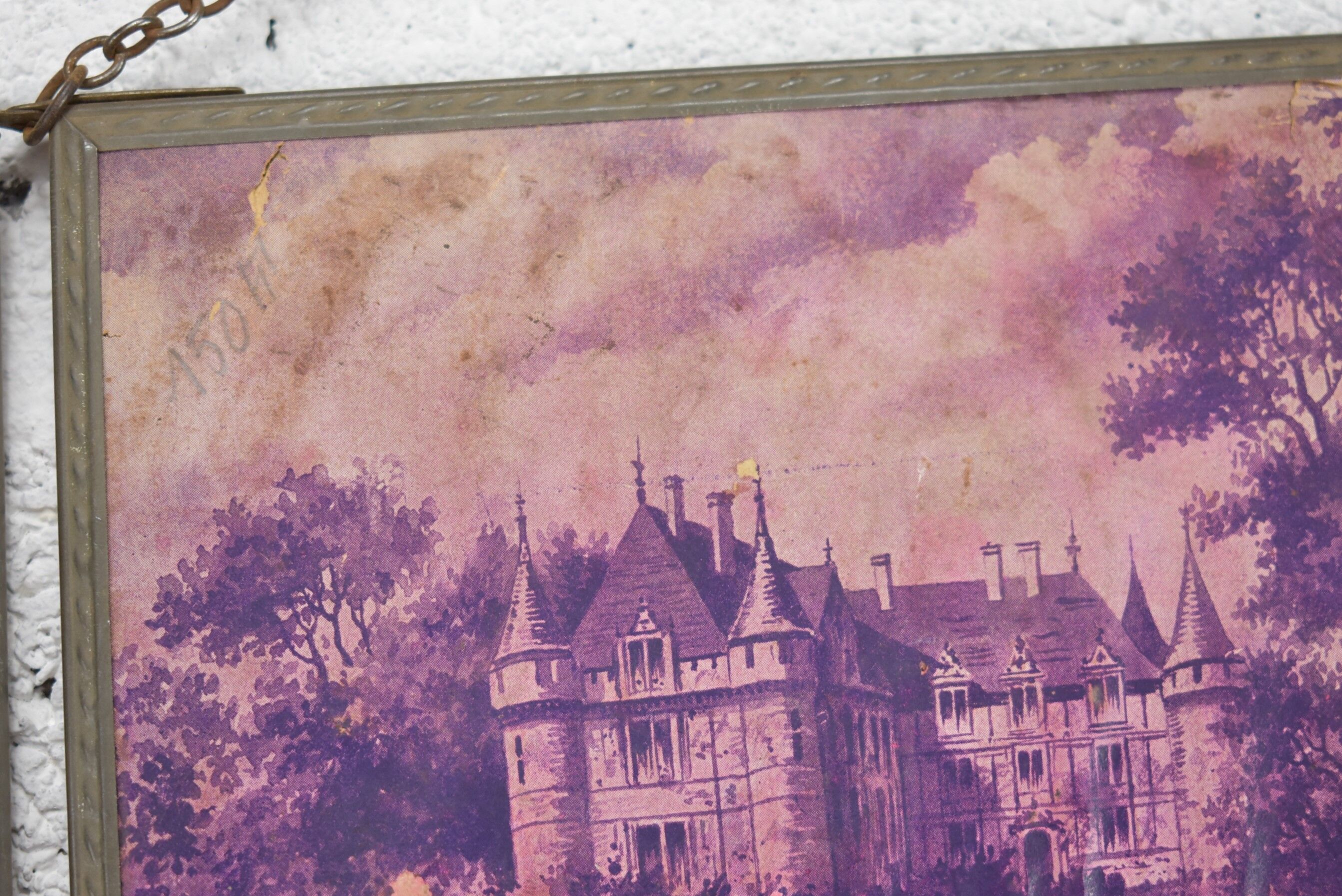 Small metal triptych mirror 42x15cm