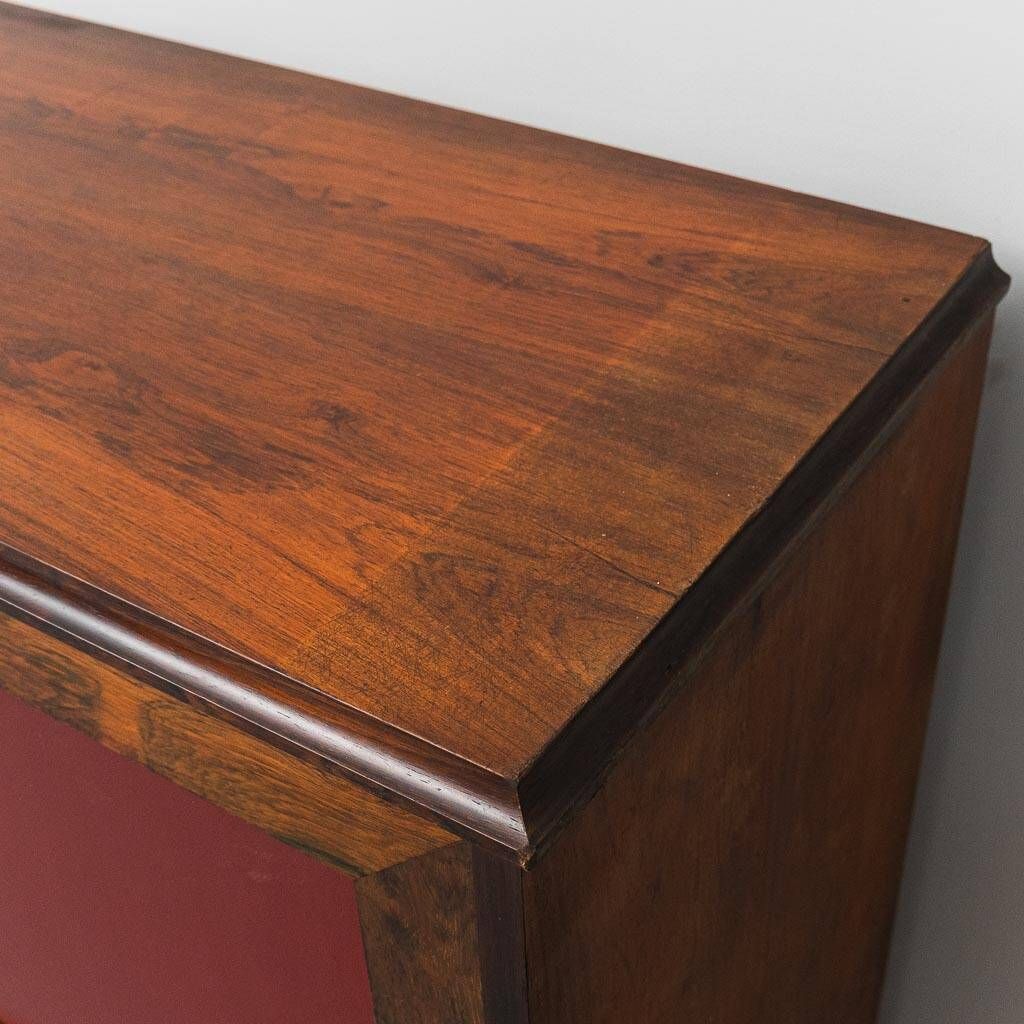 Scandinavian sideboard in dark red wood and leather, 1960s vintage modernism