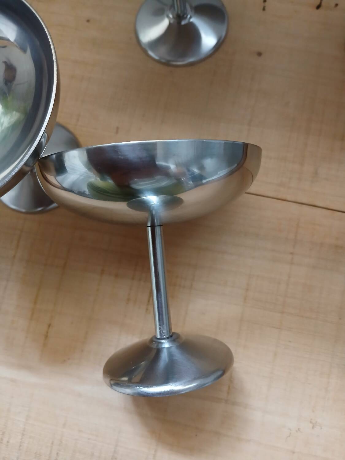 6 antique solid stainless steel ice cream cups