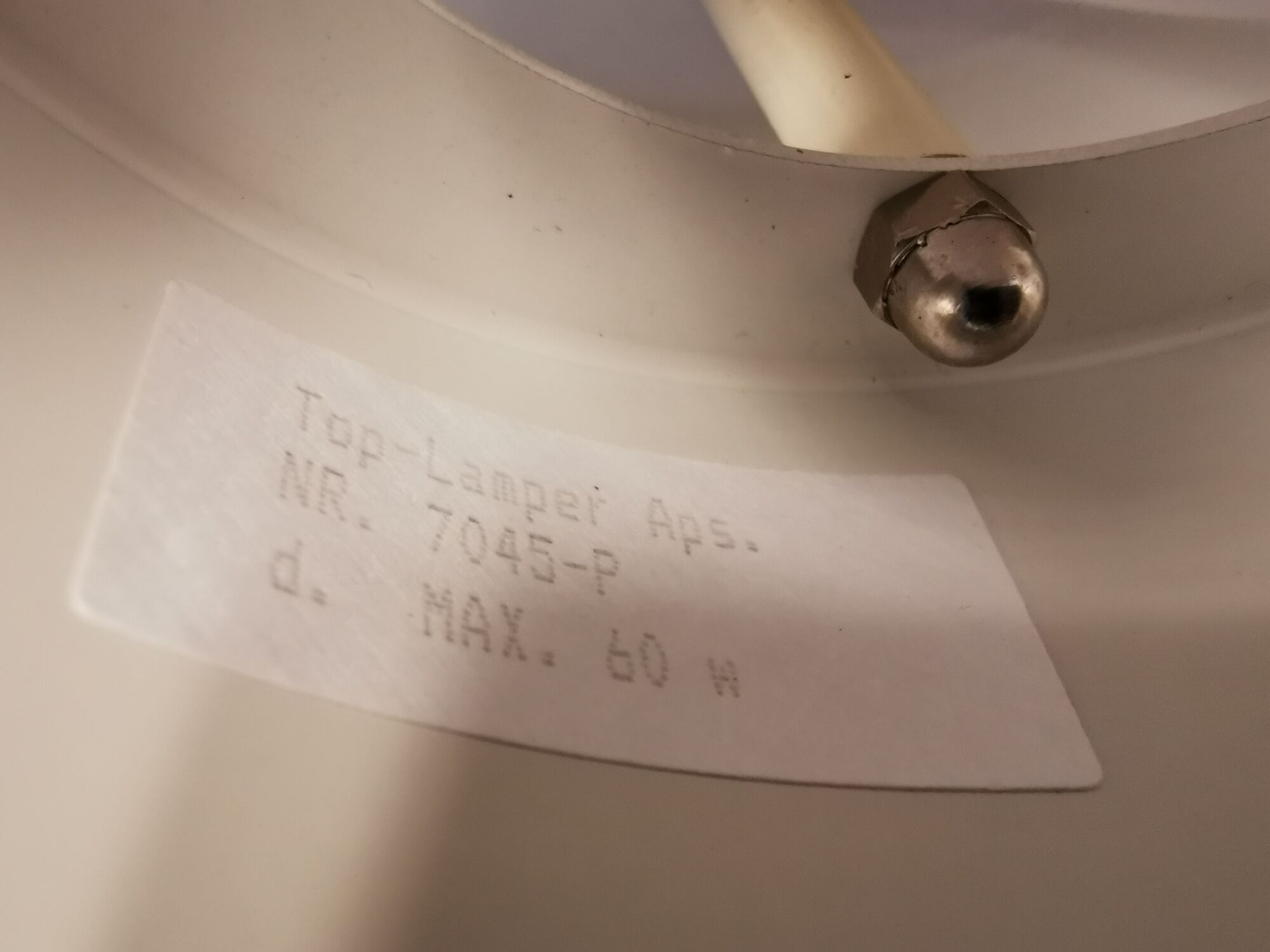 Small hanging lamp from Danish Top-lamps, in brass colored aluminum, produced in the 1980s