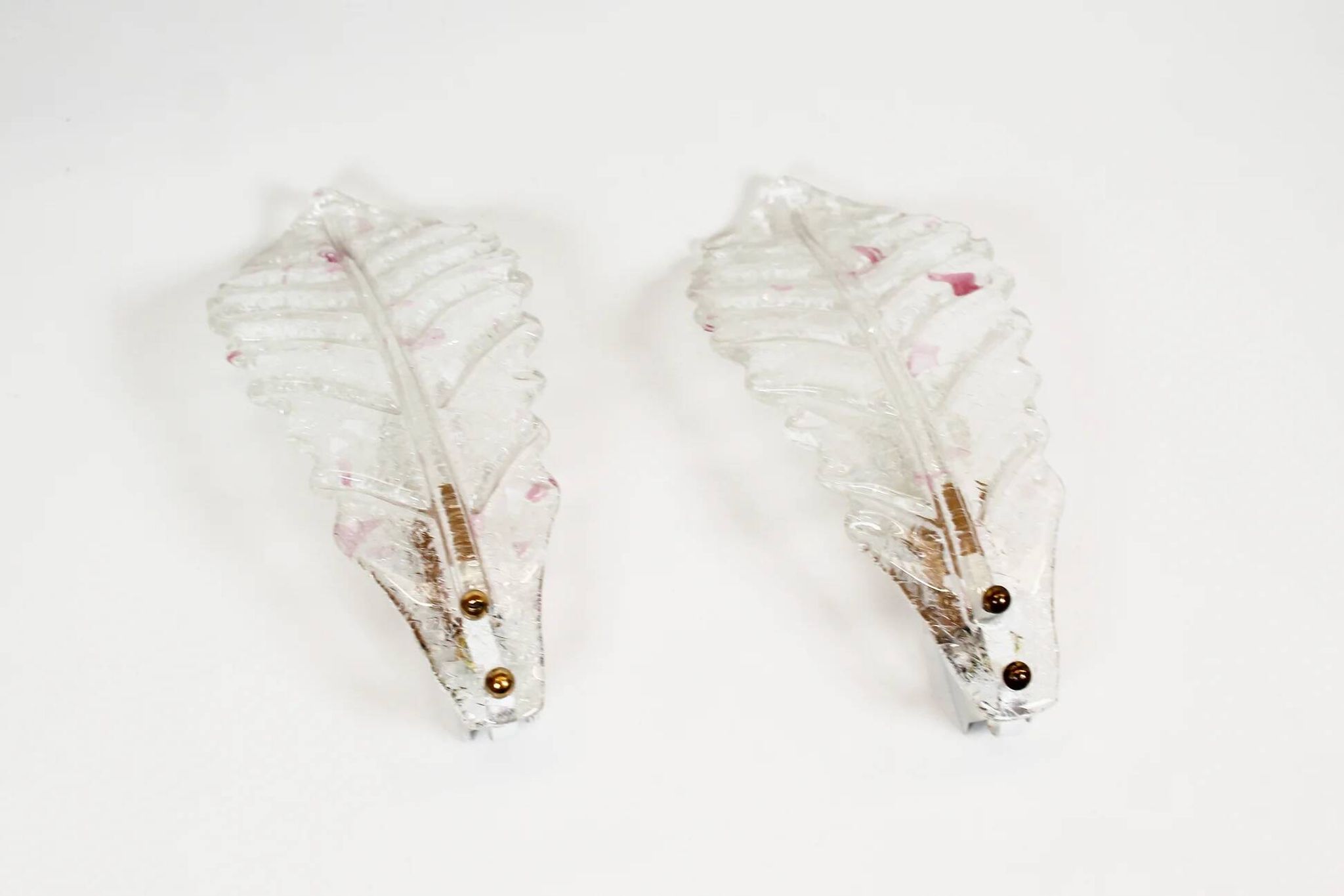 Pair of 80s Murano glass 'Foglio' wall lamps