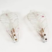 Pair of 80s Murano glass 'Foglio' wall lamps