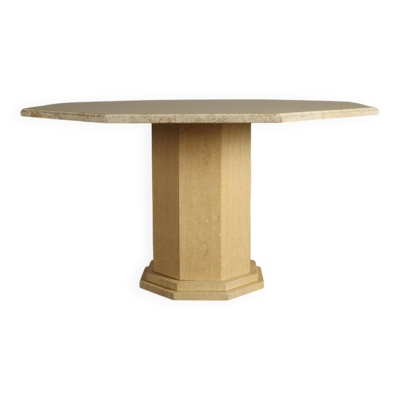 Table de salle à manger octogonale en travertin, Italie