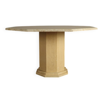 Table de salle à manger octogonale en travertin, Italie