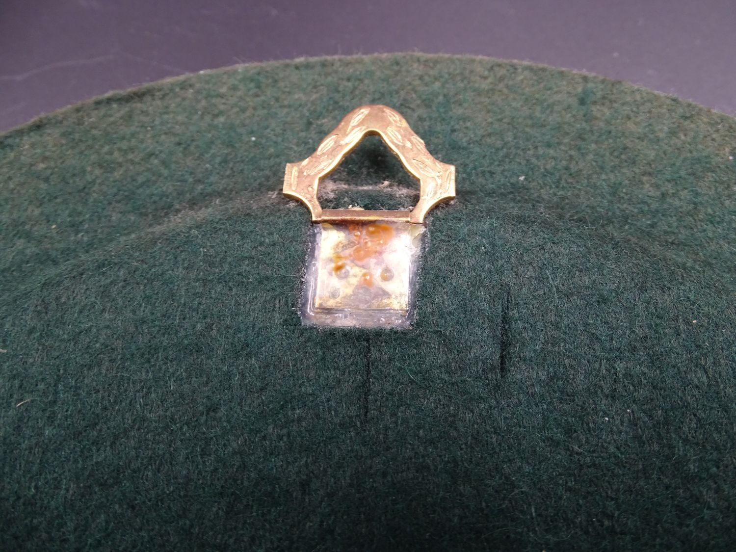 Small round mirror in earthenware- Cherry enamelled decoration - circa 1970