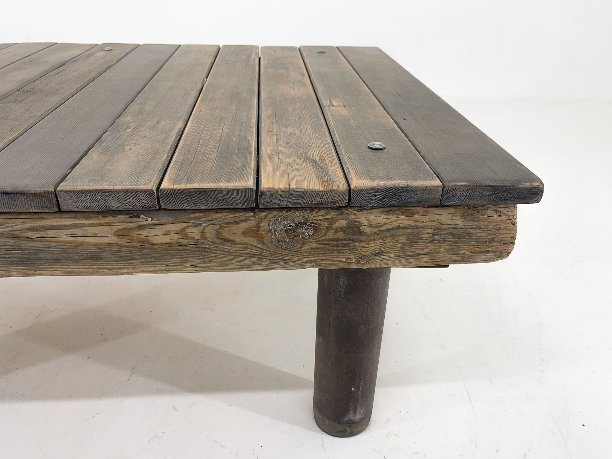 1950's vintage industrial wood & iron coffee table