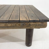 1950's vintage industrial wood & iron coffee table