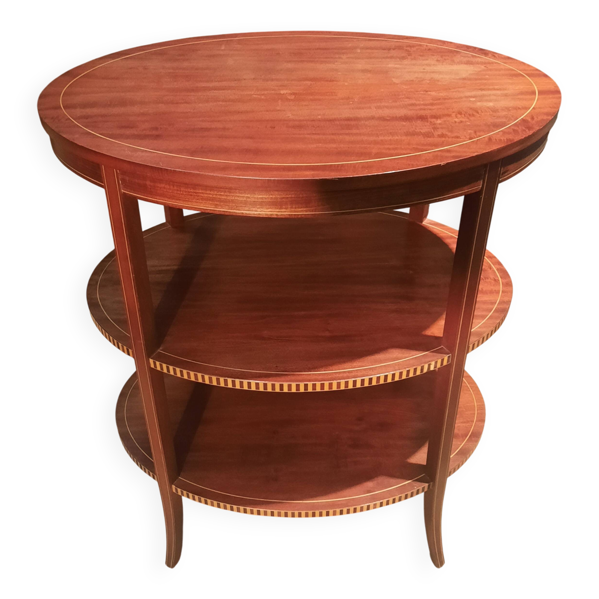 Oval gueridon with 3 trays