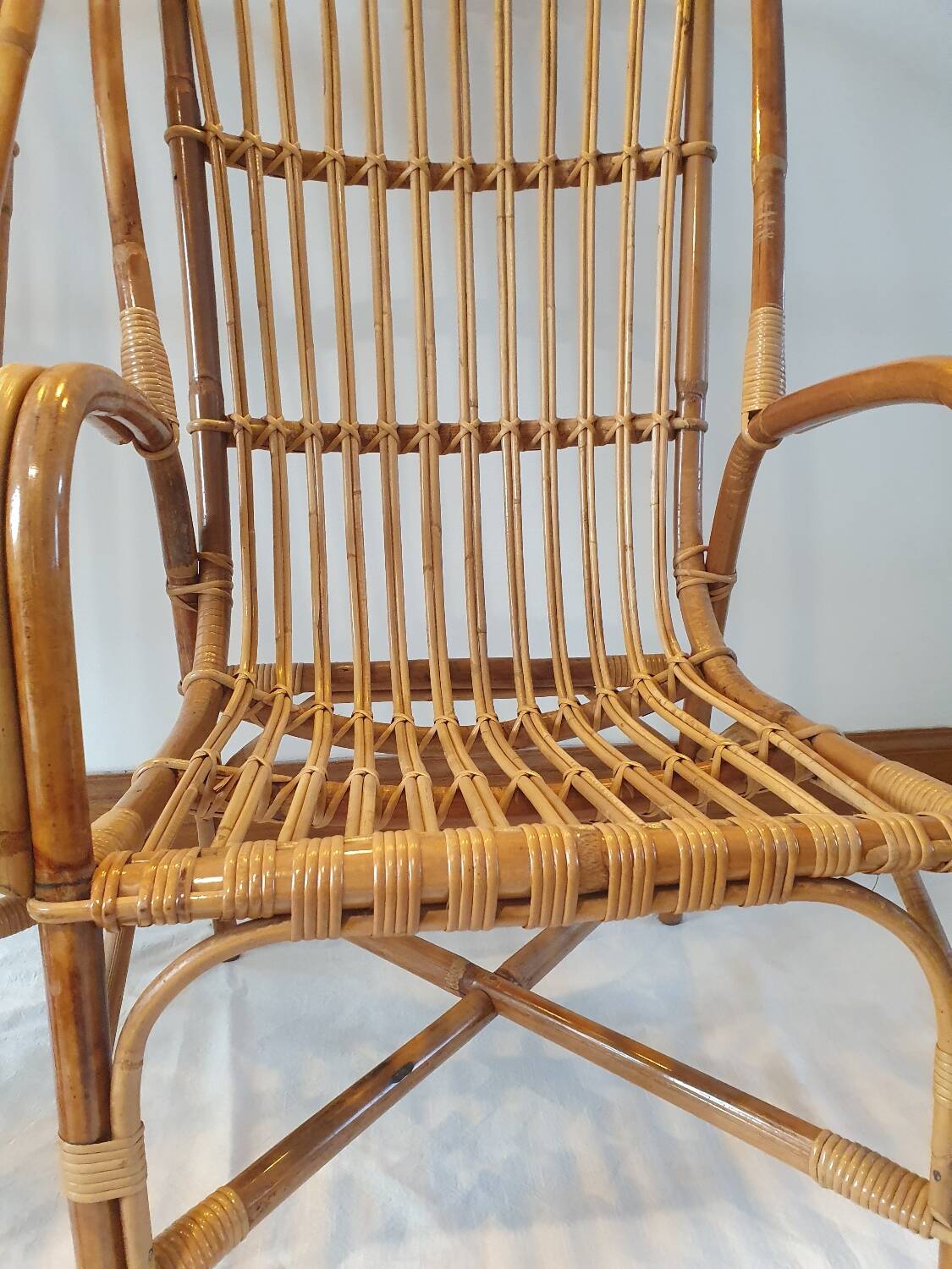 Pair of rattan armchairs