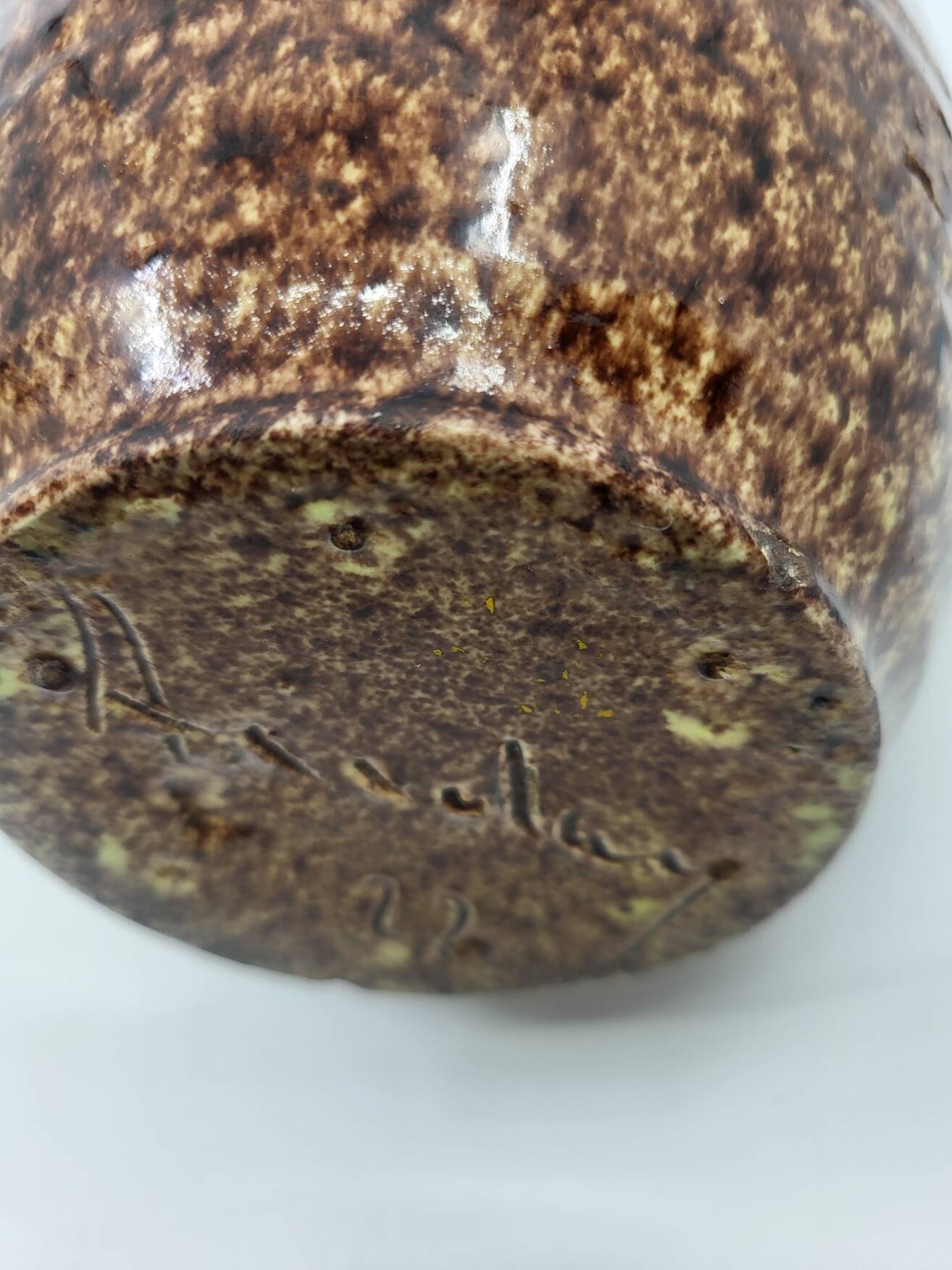 Pichet Pottery from Accolay in glazed ceramic, Brown and Yellow, France 1970.