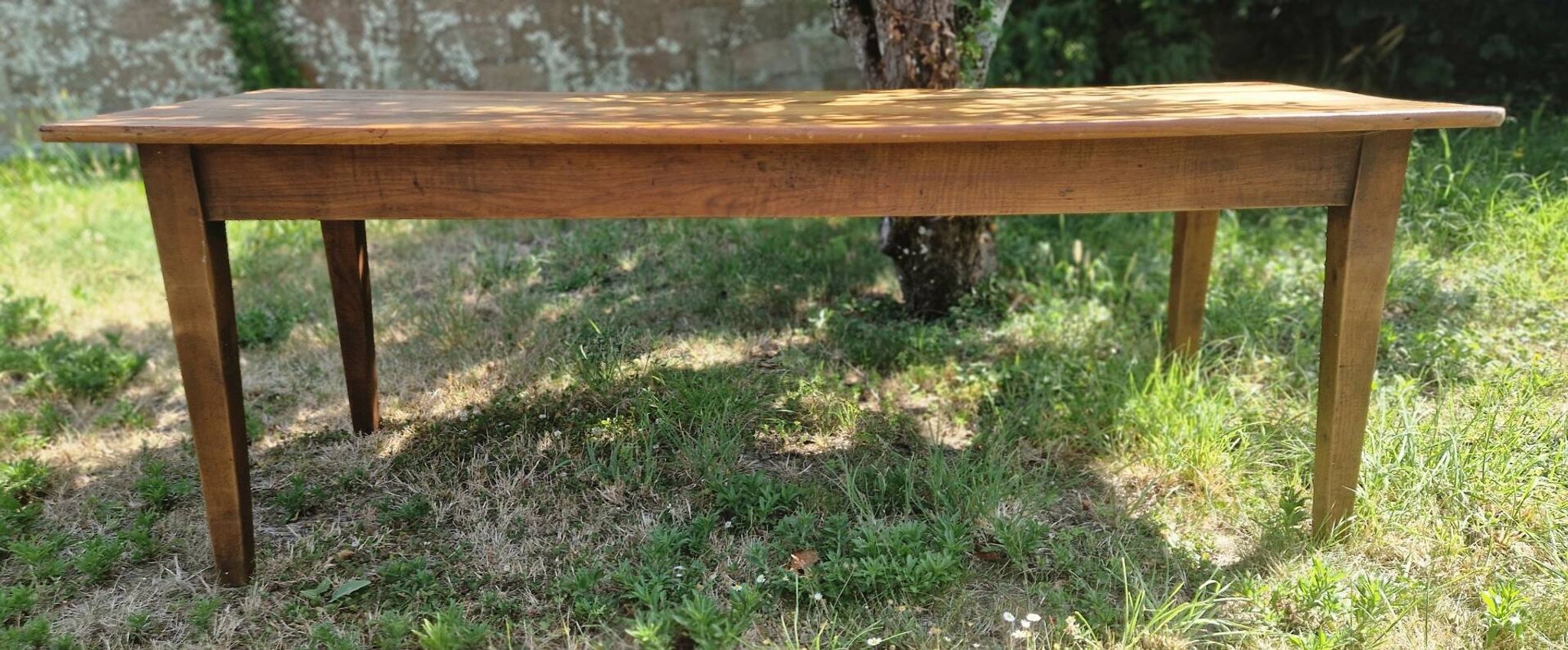 Table de ferme ancienne en merisier 204 x 81 cm