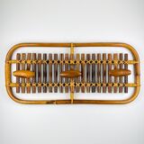 Bamboo and rattan coat rack in mid-century style attributed to Olaf Von Bohr, Italy, 1950s.