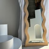 Zigzag rattan foot mirror H:182cm