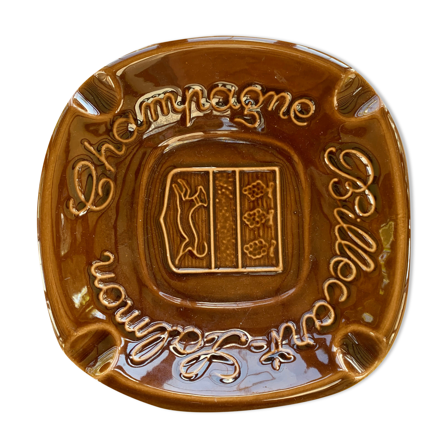 Ceramic ashtray enamelled slurry advertising champagne billecart salmon vintage