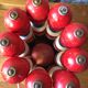 Old vintage wooden bowling game triclore plus two balls
