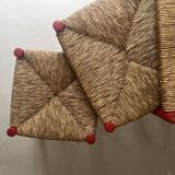 3 nesting stools in red wood e size, Italy 1970