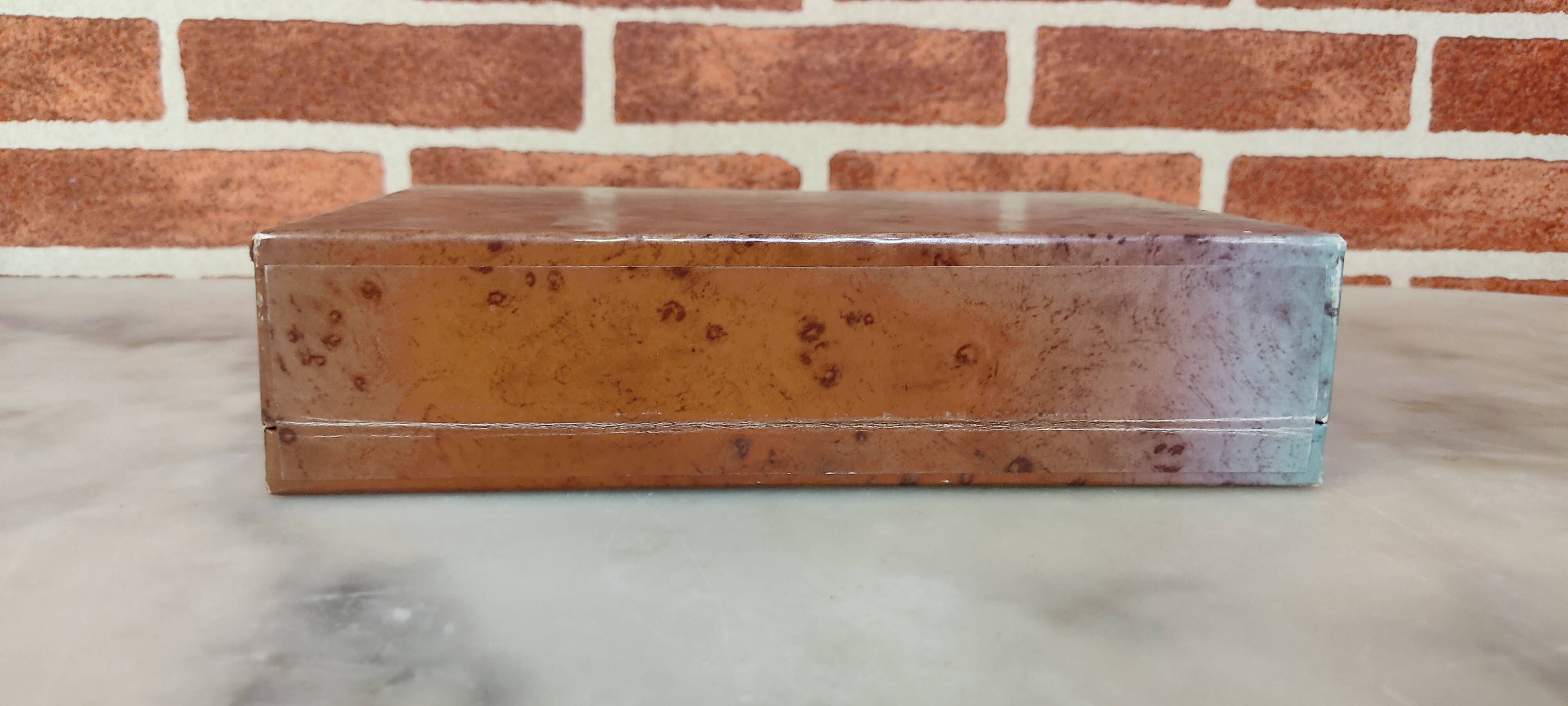 Magnifying glass and paper cutter box in leather and brass