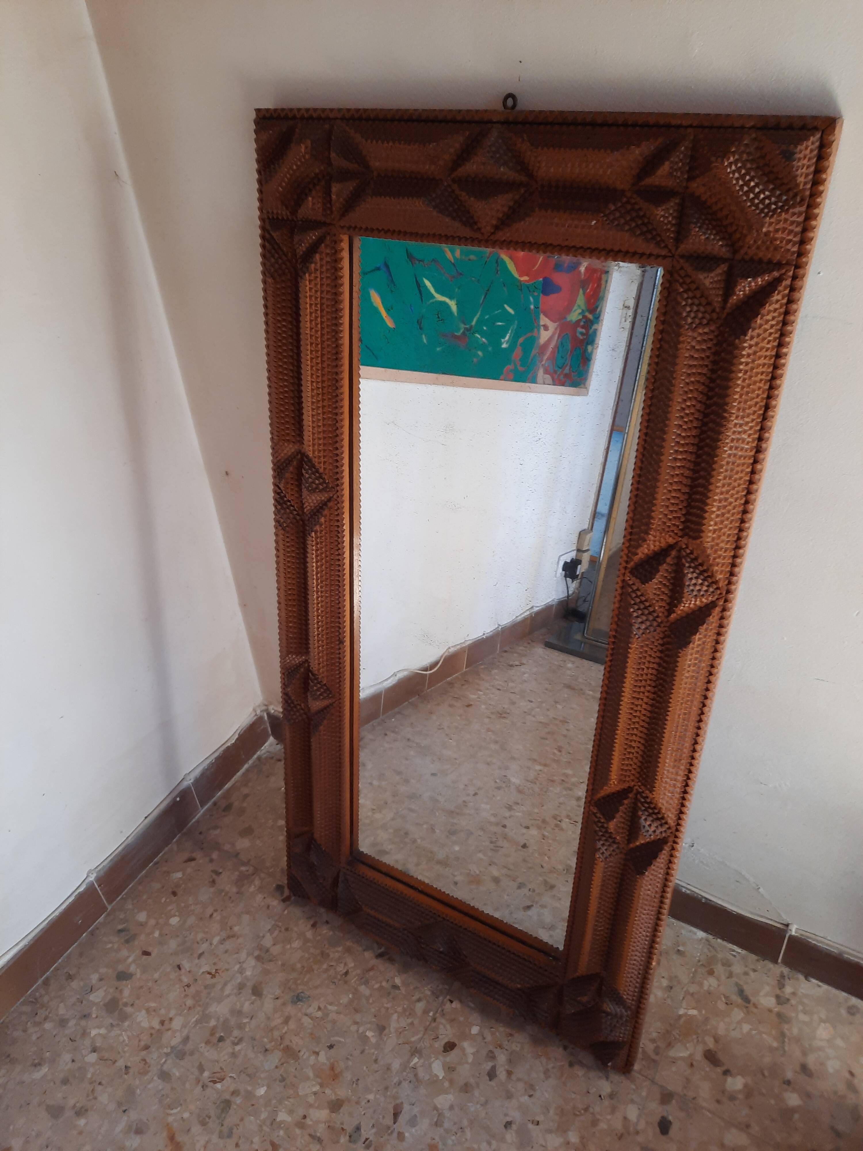 "Tramp Art" mirror 116X60 cm