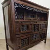 Asia 19th century: antique cabinet carved in mahogany (Chinese or Indochinese art)