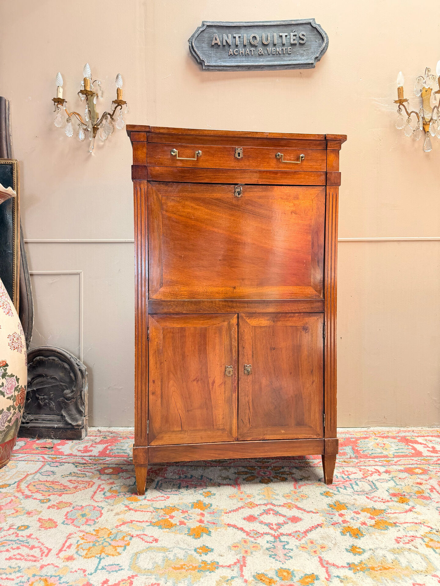 SECRETARY IN WALNUT IN LOUIS XVI STYLE 19TH CENTURY