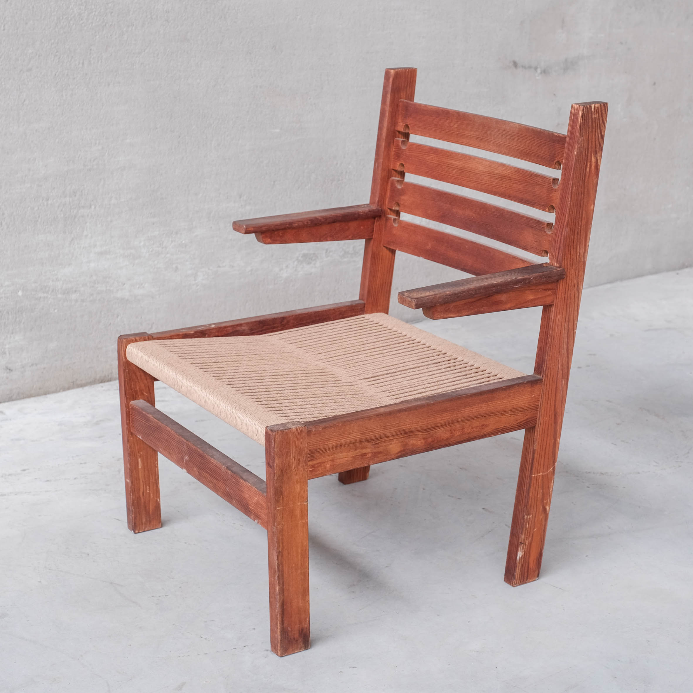 Pair of French Mid-century Cord Armchairs