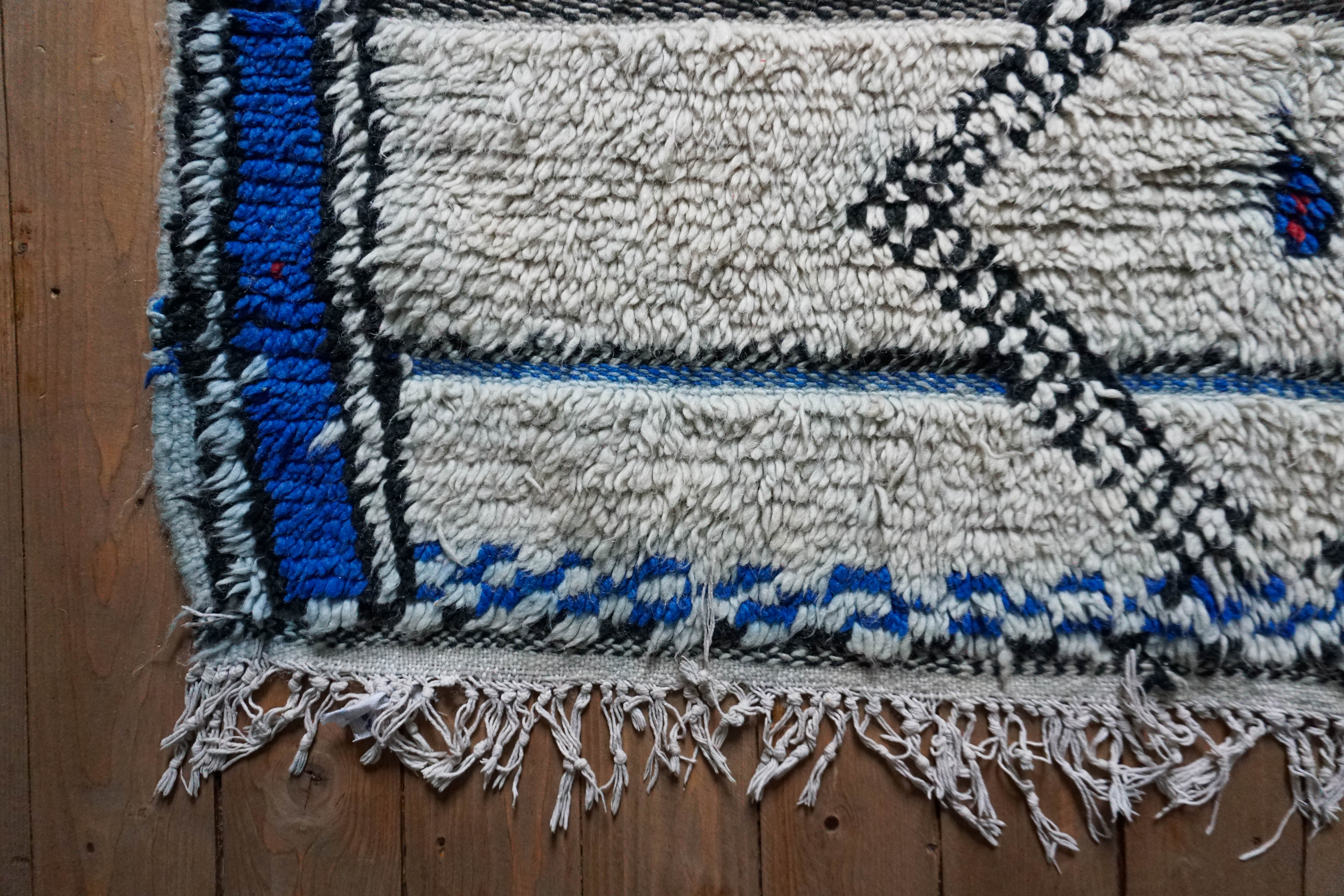 Old azilal carpet blue and white