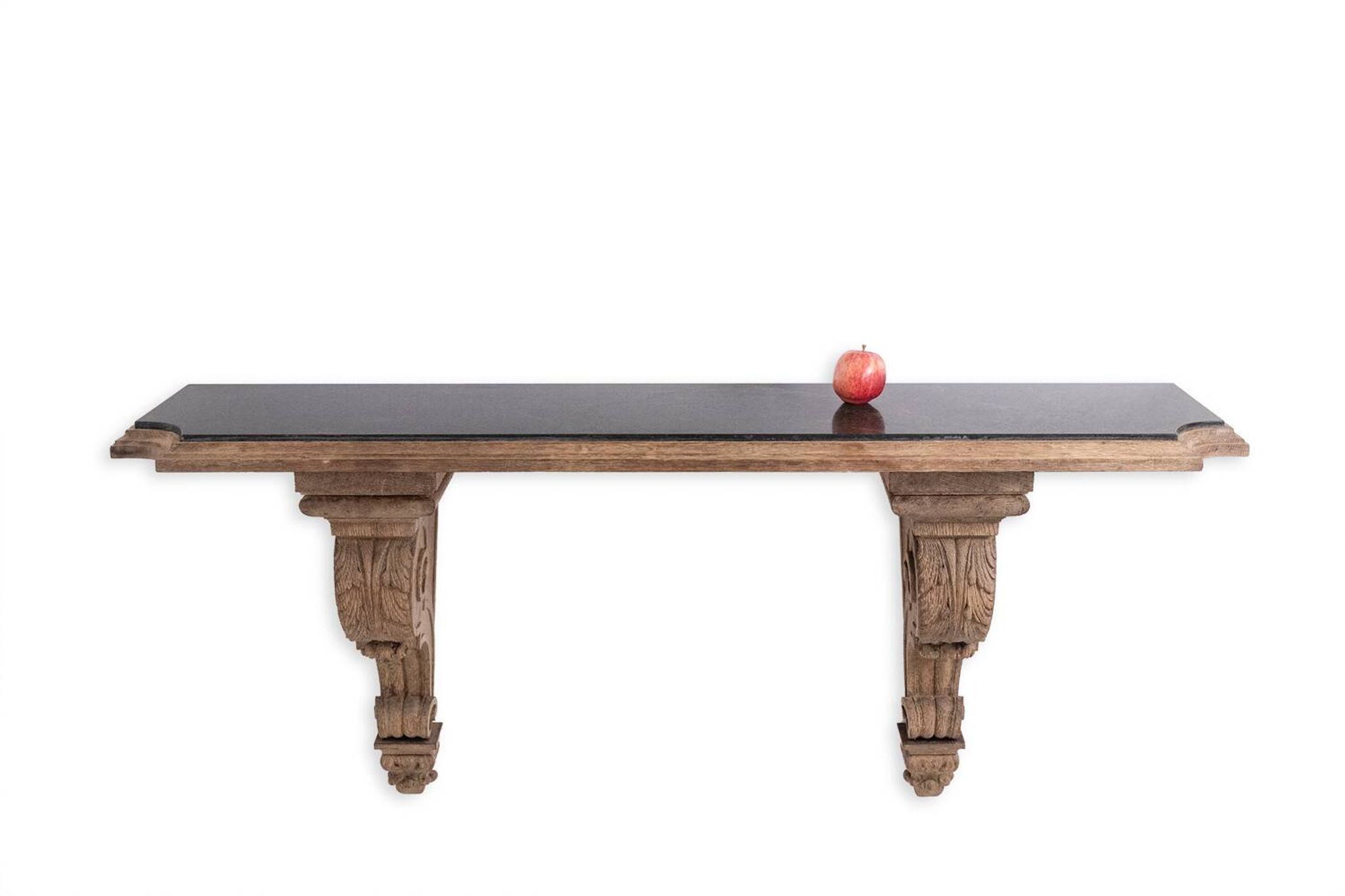Jean-Charles Moreux. Console in carved oak and marble. 1940s.