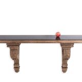 Jean-Charles Moreux. Console in carved oak and marble. 1940s.