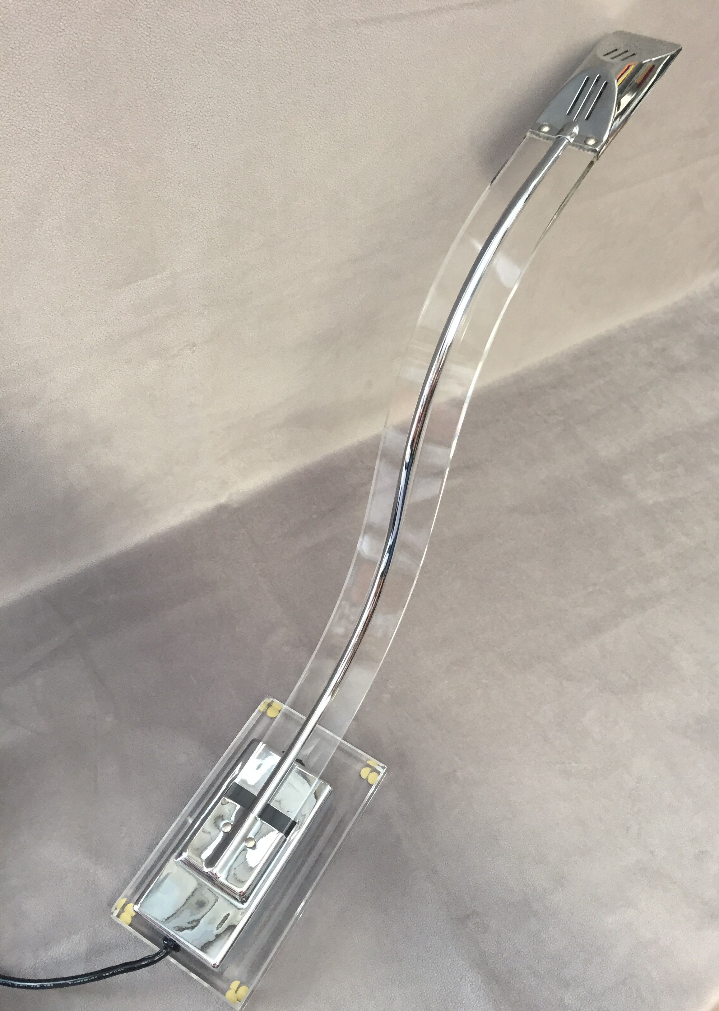 Cobra desk lamp in lucite and chromed metal  italy 80s