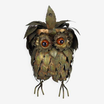 Sculpture chouette laiton déco vintage brass owl statue