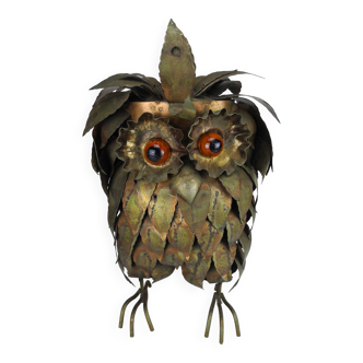 Sculpture chouette laiton déco vintage brass owl statue