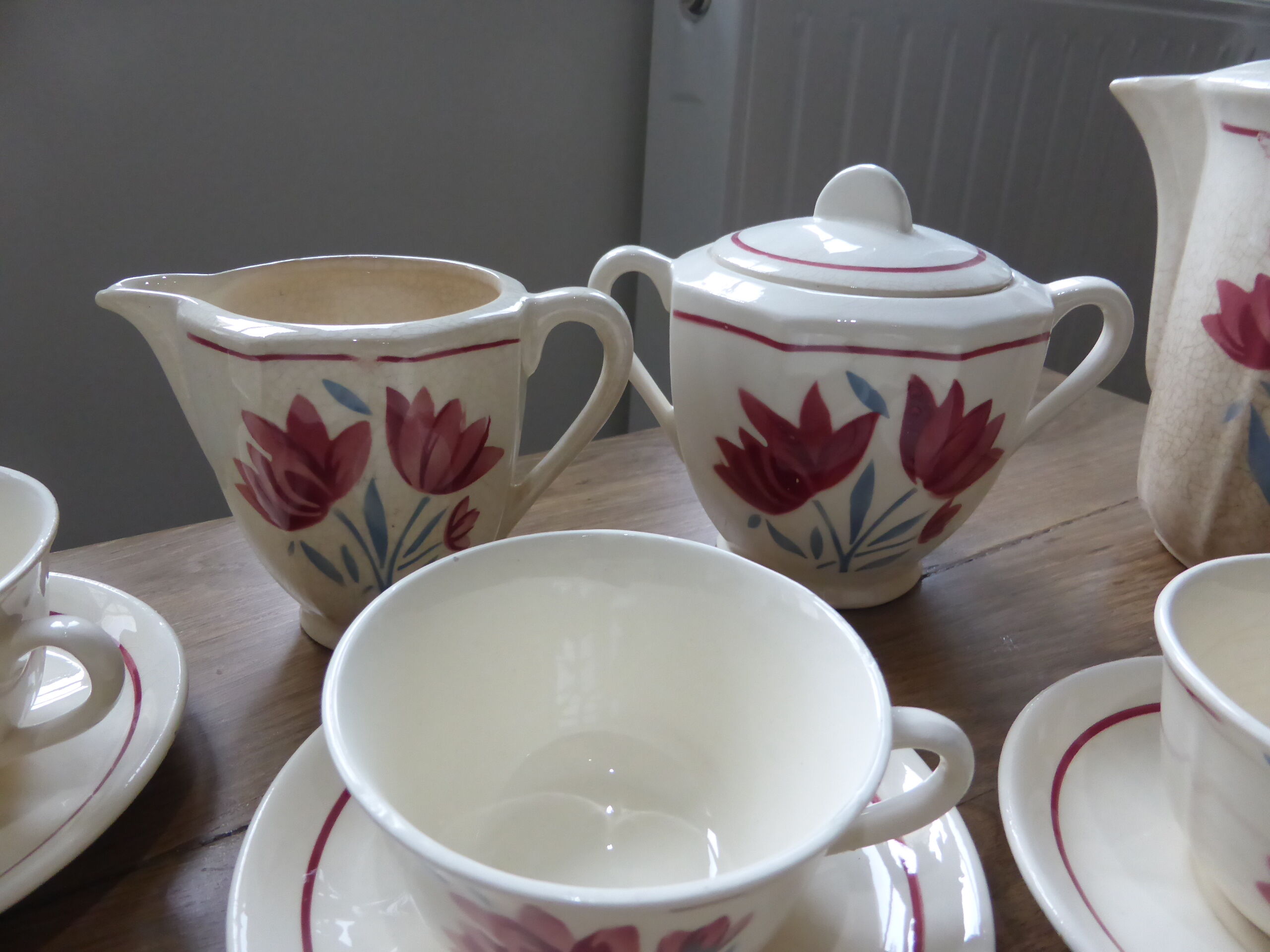 Badonviller porcelain floral pattern coffee set 2008120