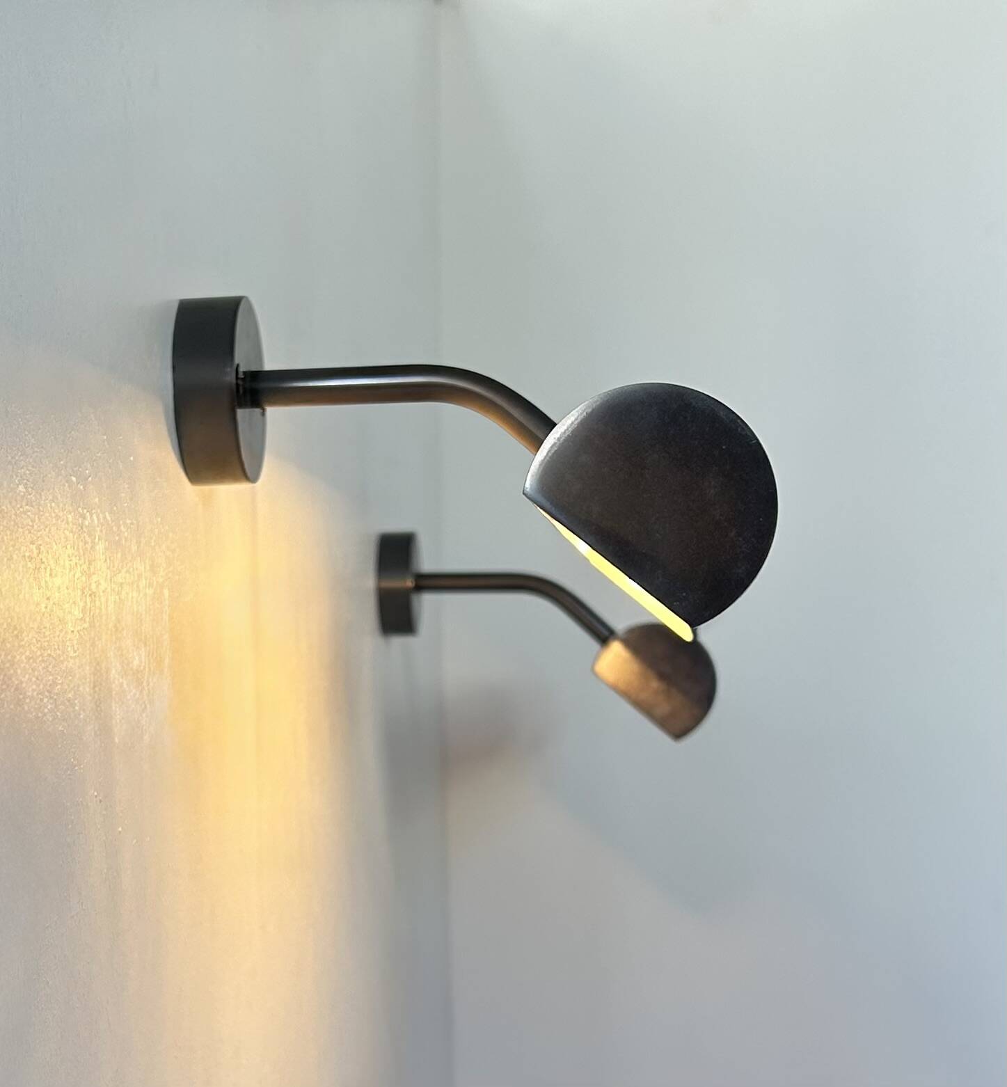 Pair of vintage wall lights, burnished brass, France 1970